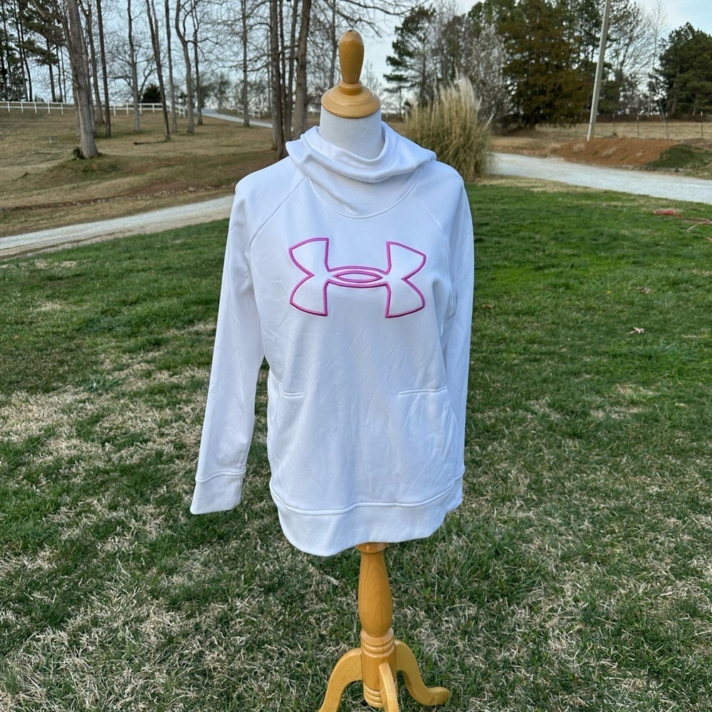 Under Armour Pink and White Hoodie Comfortable Sweatshirt